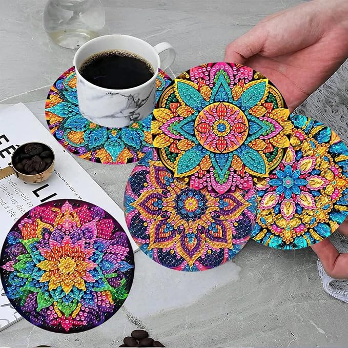 ijbnhd 8 Pcs Mandala Diamond Art Coasters Kits - Image 4