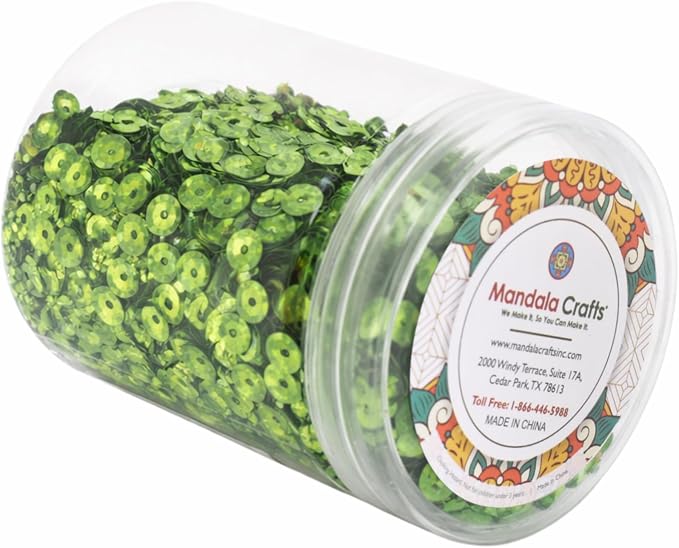 Mandala Crafts 20000 Holographic Light Green Sequins - Image 3