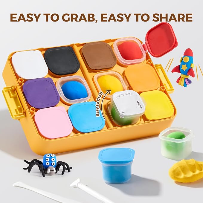 Jar Melo Air Dry Clay for Kids 12 Colors Modeling Clay Kit - Image 3