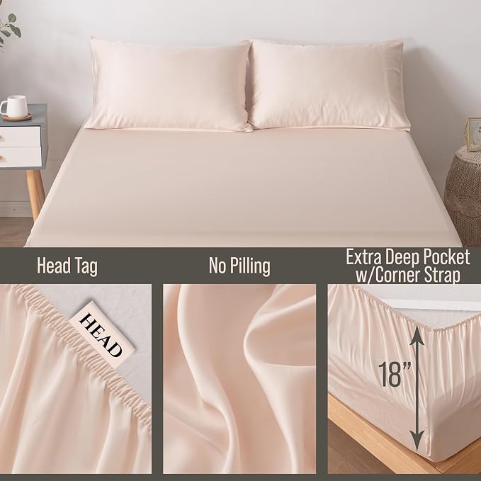Bella Coterie Luxury Bamboo Viscose Queen Size Fitted Sheet Only | 100% - Image 3