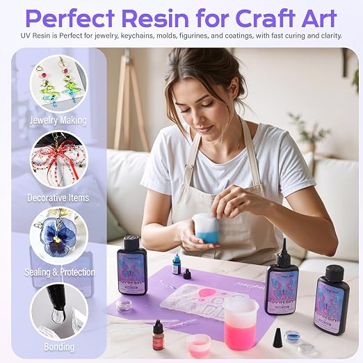 HeyClear 500g UV Resin Kit Crystal Clear, Hard UV Resin Fast Curing - Image 4