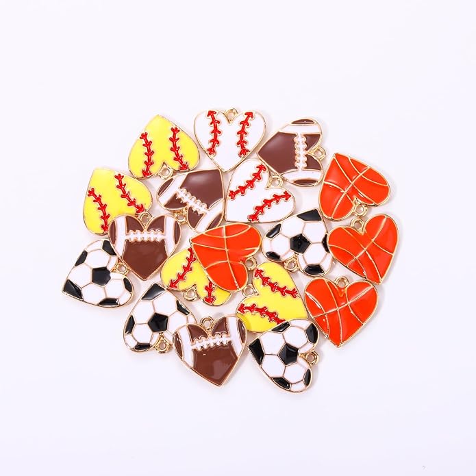 20PCS Sports Charms Enamel Basketball Baseball Pendant Charms - Image 5