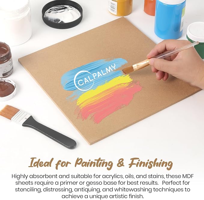 CALPALMY 24-Pack MDF Board 1/8 Inch Thick 12" x 12" Unfinished Wood Panels - Image 5