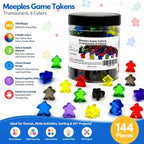 Meeples Game Tokens, 144 Pieces, 6 Colors, Translucent Game Pieces | Board Game - Image 2