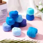 Boutigem 10 Colors Blue Needle Felting Wool 50g, 1.76oz Blue Wool Roving - Image 6