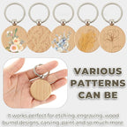 AUEAR, Blank Wooden Key Chain Wood Keychain Key Ring Key Tags Personalized EDC - Image 4