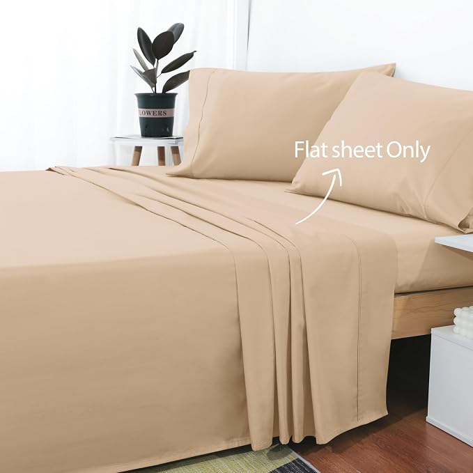 Cotton King Flat Sheet Only, 600 Thread Count 100% Egyptian Cotton Top Sheet - Image 2