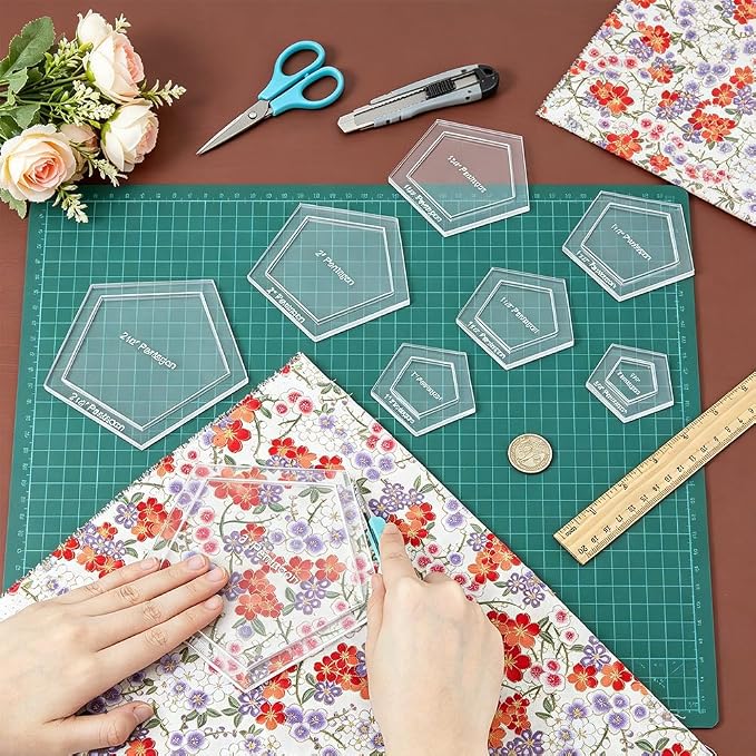 BENECREAT 16 pcs Pentagon Quilting Template, Acrylic Quilting Templates Rulers - Image 4