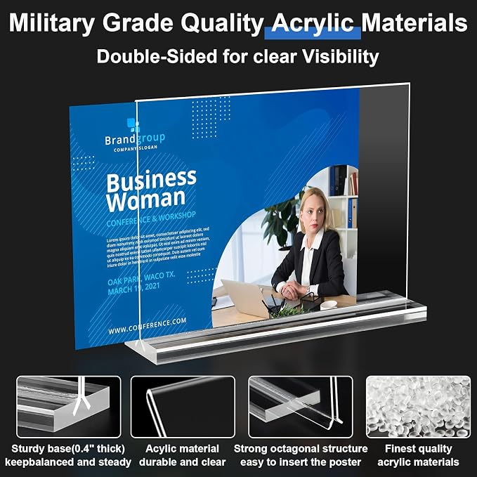 Acrylic Sign Holder 7x5, 6 Pack Clear Sign Holder Double Sided Table Menu - Image 2