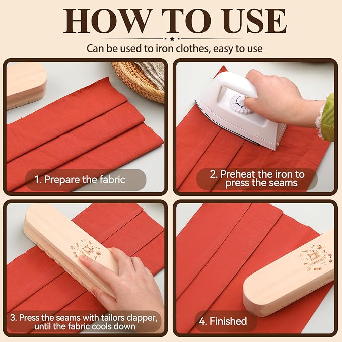 Fteven Tailors Clapper for Quilting, 2Size Wooden Professional Hardwood Clapper - Image 5