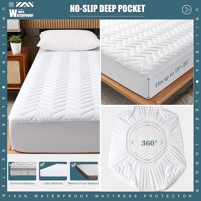 Cal King Size Waterproof Mattress Protector Quilted, Breathable Ultra-Soft - Image 5