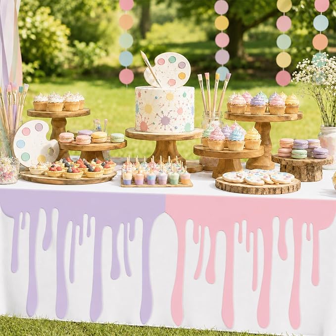 8 PCS Art Themed Party Table Skirt Back to School Felt Table Skirts Pastel Felt - Image 7