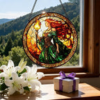 Greatingreat Stained Glass Window Hanging Brigid Goddess, Home Room Decor 7.8 - Image 6