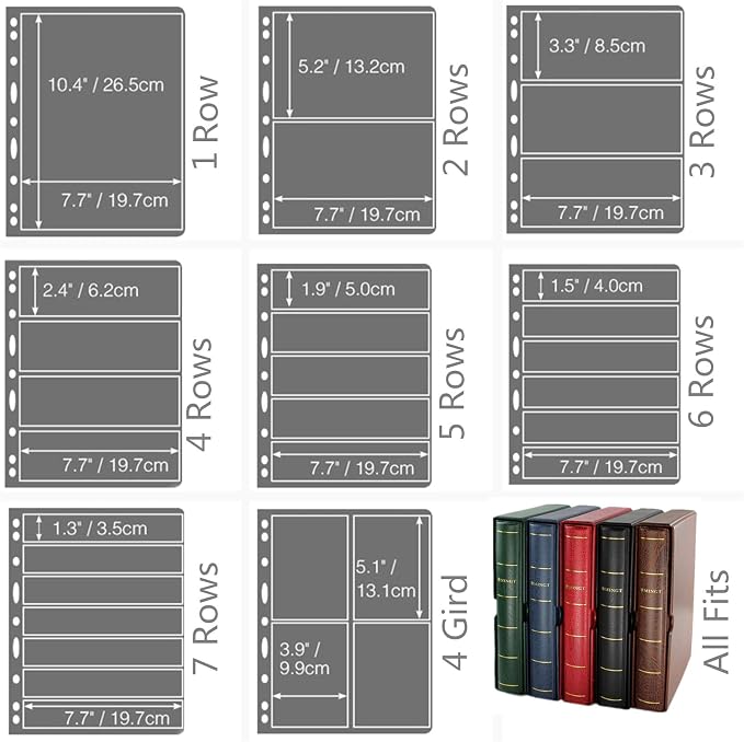 MUDOR Stamp Pages for Stamp Collection Album Binder Book, 10 Sheet 7 Row | 7 - Image 8