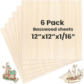 DIYDEC 6 Pack Basswood Sheets 12 x 12 x 1/16 Inch Thin Wooden Sheet Unfinished by DIYDEC