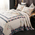 Quilt Set Floral Leaves 3D Embroidery Pattern 2 PCS Cotton Reversible Quilted by ROOMLIFE