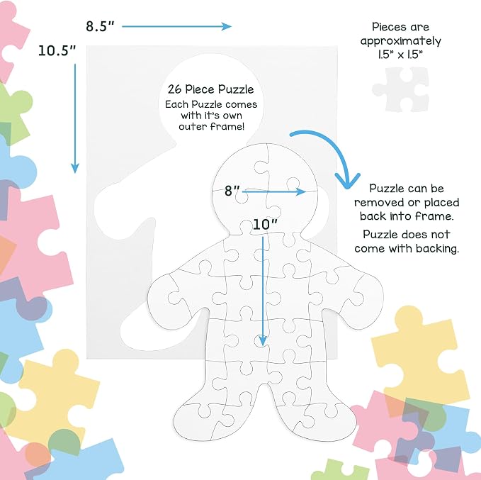 Hygloss 8 Blank Person-Shaped Puzzles - Image 2