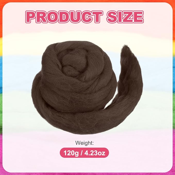 MECCANIXITY Wool Roving Yarn Soft Felting Wool 120g/4.23oz Pure Chunky Roving - Image 2