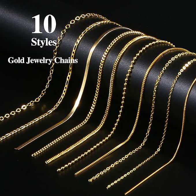 Ecoofor Gold Necklace Chains for Jewelry Making, 75.5 Feet 10 Rolls Jewelry - Image 2