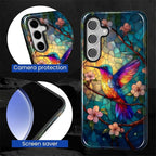 for Samsung Galaxy S25 Case, Stained Glass Hummingbird Pattern Glossy 2 in 1 - Image 6