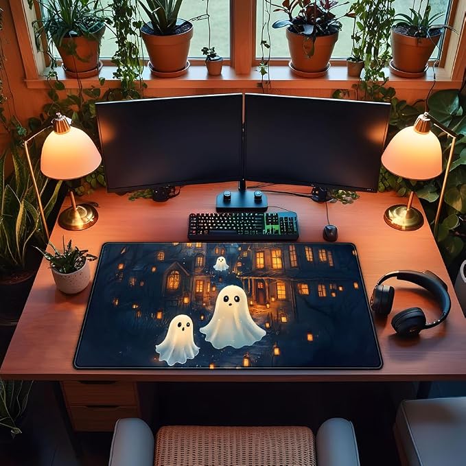 Cute Desk Mat Ghost Cartoon Mouse Pad Haunted House Style Desk Pad, Gaming - Image 4