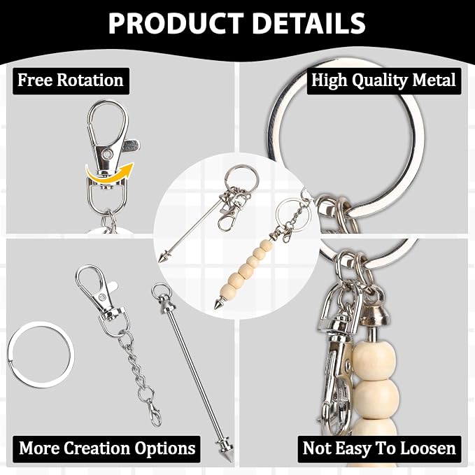 24Pcs Beadable Keychain Bars Bead Keychain Making Kit Blank Keychains Beaded - Image 3