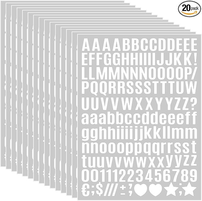 3040Pcs 20 Sheets Small Letter Number Stickers, 1/2inch Self-Adhesive Vinyl by Unknown
