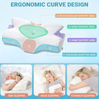 Elviros Cervical Memory Foam Pillow, 2 Pack Pillows - Image 4