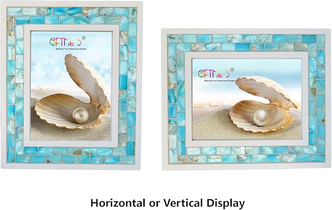 Picture Frame 5x7 Mother of Pearl Mosaic Photo Frame, Beach Tabletop or Wall - Image 2