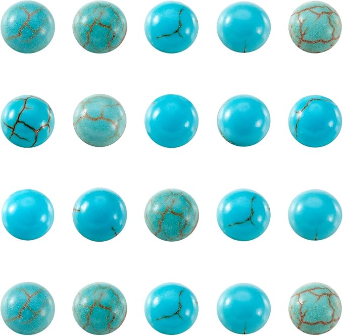 FASHEWELRY 100Pcs Natural Turquoise Cabochons Flat Back Gemstone Cabochons 6mm by FASHEWELRY