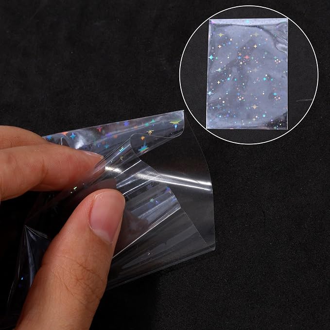 Penitue 100pcs Photocard Sleeves, 9.1x6.5cm/3.58x2.56in Star-Shape Laser - Image 4