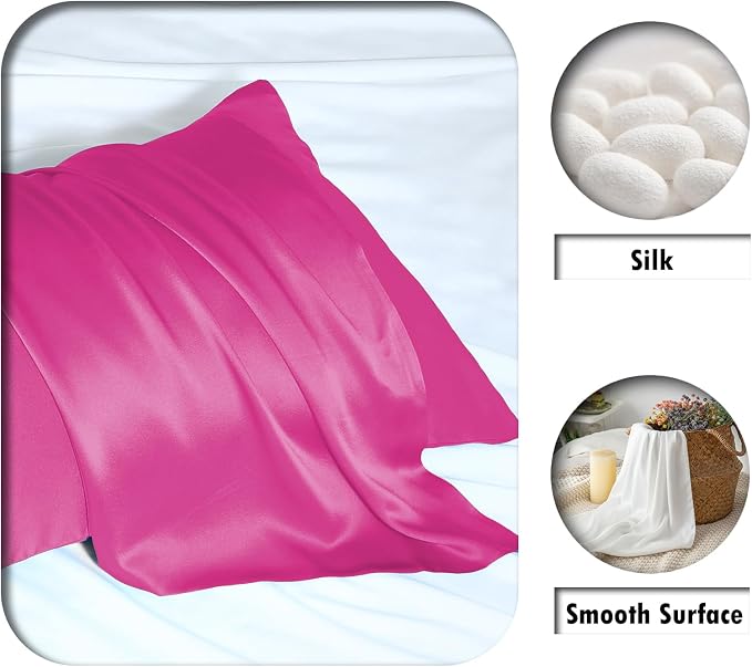 Silk Pillow Cases 2 Pack, Soft Breathable and Sliky Standard Size Pillow Cases - Image 2