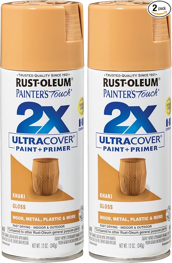 Rust-Oleum 249103 Painter's Touch 2X Ultra Cover Spray Paint, 12 oz, Gloss Khaki by Rust-Oleum