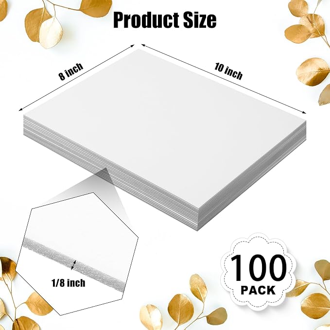 Frienda 100 Pack White Foam Board Foam Poster Boards 8 x 10 Inch - Image 2