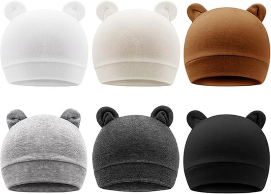 DRESHOW BQUBO 6 Pack Baby Hats for Boys Girls Unisex Baby Hat Soft Knit Cap Nursery Beanie for Newborn Infant Toddler Kid