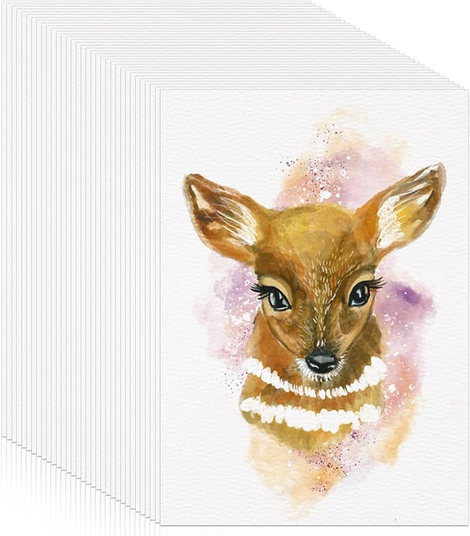120 Sheets Watercolor Paper Bulk, 140 lb/300 GSM Cold Press Paper White Water by Prudiut