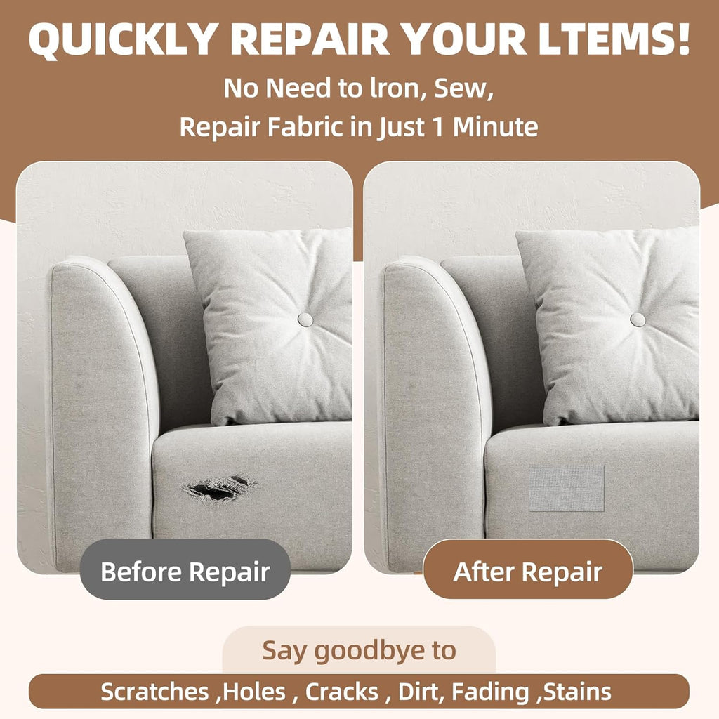 Fabric Repair Patch, 17X158 Inch Fabric Large Repair Tape, Self-Adhesive Patches for Furniture, Sofa, Car Interior, Shoes, Hand Bag, Clothing (Dark Blue, 17X158 Inch)