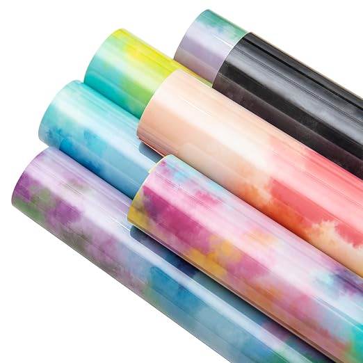 Tie Dye Heat Transfer Vinyl 12 x 10 Inch, Rainbow Color Patterned HTV Transfer - Image 2