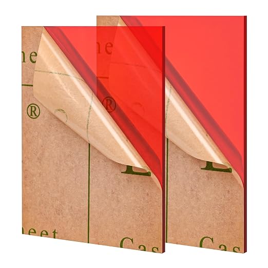 Lesnlok Red Acrylic Sheets 1/8 inch Thick 3mm 2 Pack 8 x 12 Transparent by Lesnlok