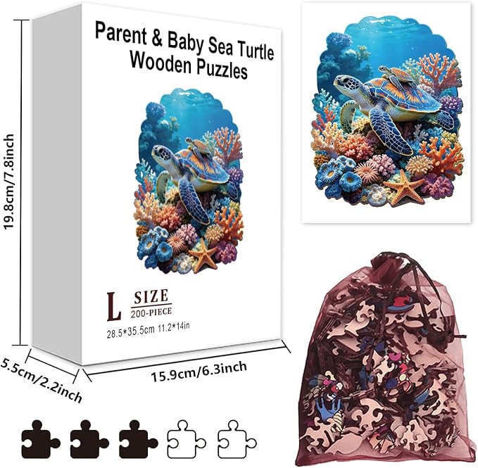 200pcs Wooden Puzzles for Adults Unique Animal Shaped Pieces Marine Life - Image 4
