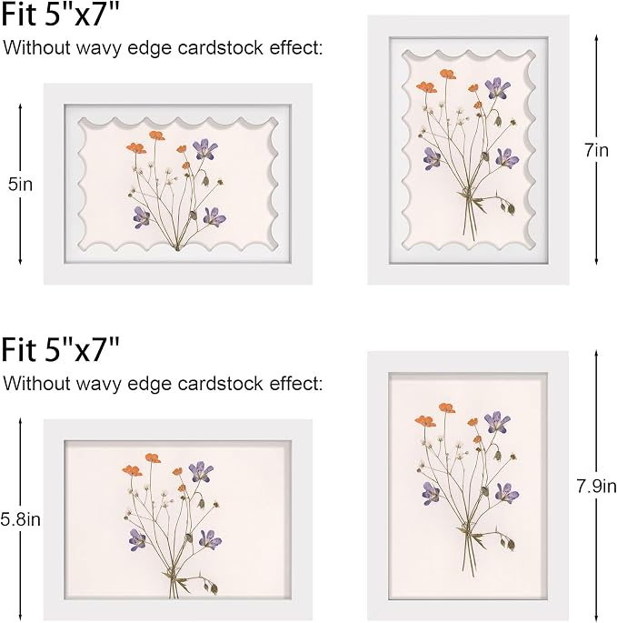 5x7 Picture Frame with Real Glass, Wooden cute 5 x 7 Photo Frame with Wavy Mat - Image 3