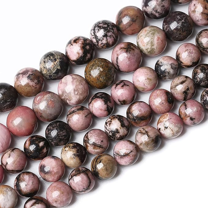 90PCS 8mm Natural Black Lace Rhodonite Beads Healing Power Stones Round Loose by NaturalStoneBeads