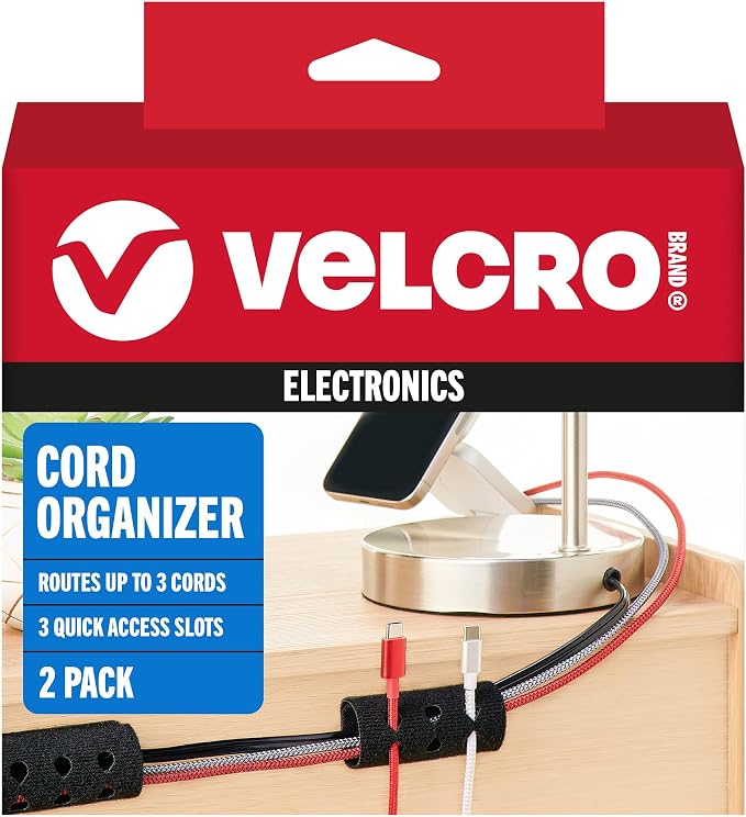 VELCRO Brand Cord Organizer for Desk Cable Management, Nightstand Organization by VELCROBrand