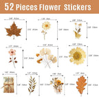 52Pcs Vintage Botanical Scrapbook Stickers Pack, Transparent Fern Leaf Stickers - Image 2