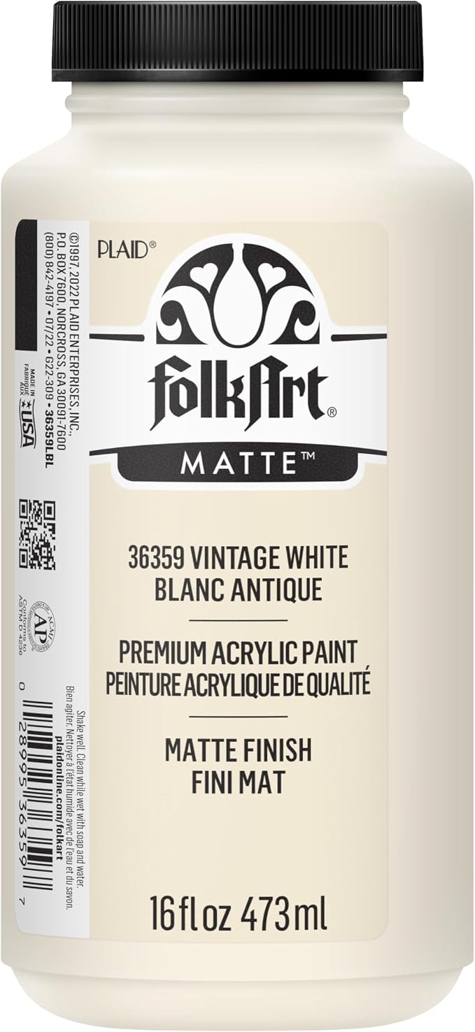 FolkArt Acrylic Craft Paints, Vintage White 16 fl oz Premium Matte Finish Paint by FolkArt