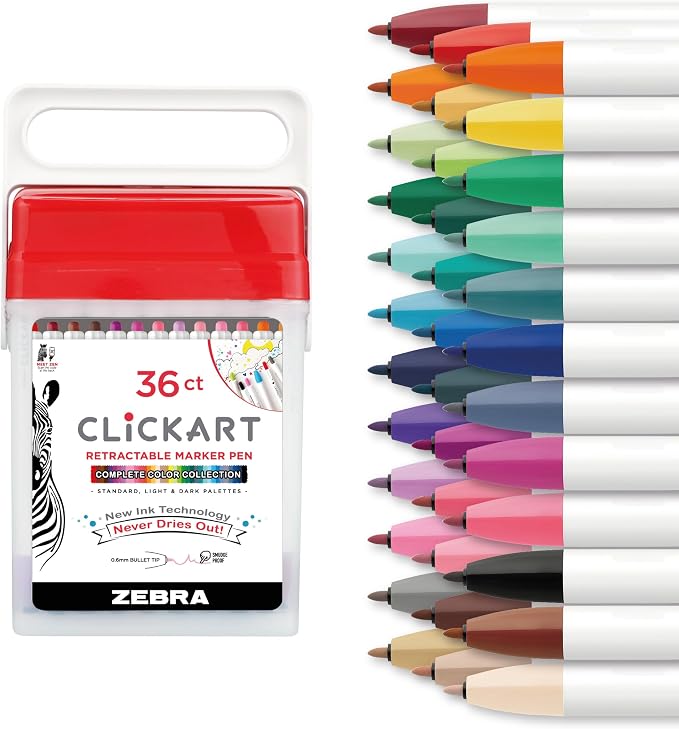 Zebra Pen CLiCKART Retractable Felt Tip Pen, 0.6mm Fine Point, Moisture by ZebraPen