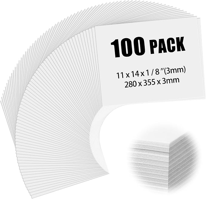 Frienda 100 Pack White Foam Board Foam Poster Boards by Frienda