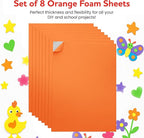 Self-Adhesive EVA Foam Sheets for Crafts – 2mm Thickness 8 Orange Sheets - Image 3