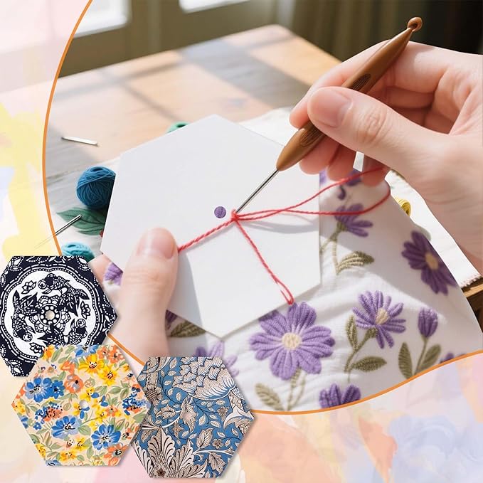 480 PCS 1" Piecing Paper for Quilting, Hexagon Quilting Templates | for DIY - Image 5