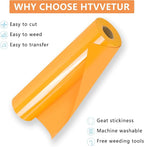 HTVVETUR Orange HTV Iron on Vinyl 12Inch by 35ft Heat Transfer Vinyl - Image 3